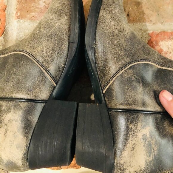 Western Cowboy Fringe Ankle Boots Gray/Brown Distressed  7.5 M - Picture 7 of 9